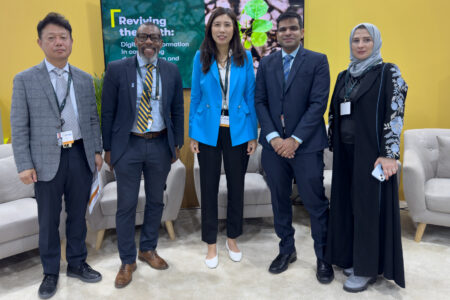 Panelists at the Reviving the Earth session during the Restoration Pavilion, on 10 December 2024, in Riyadh, Saudi Arabia