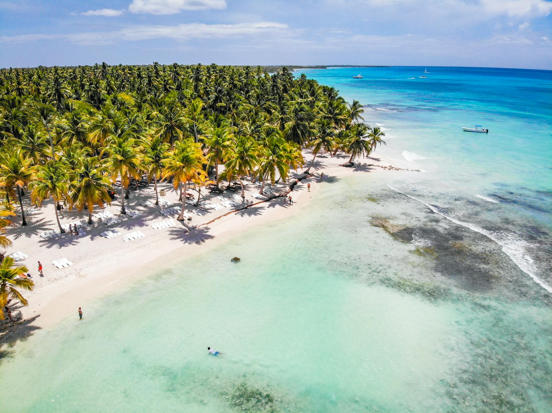 An aerial view of shore at Punta Cana, Dominican Republic