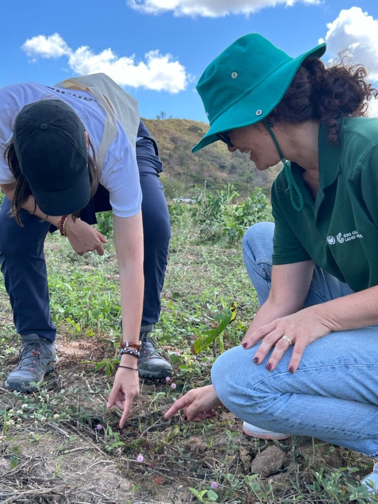 Two women plant sapling