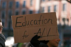 A sign that says, 'Education for All'