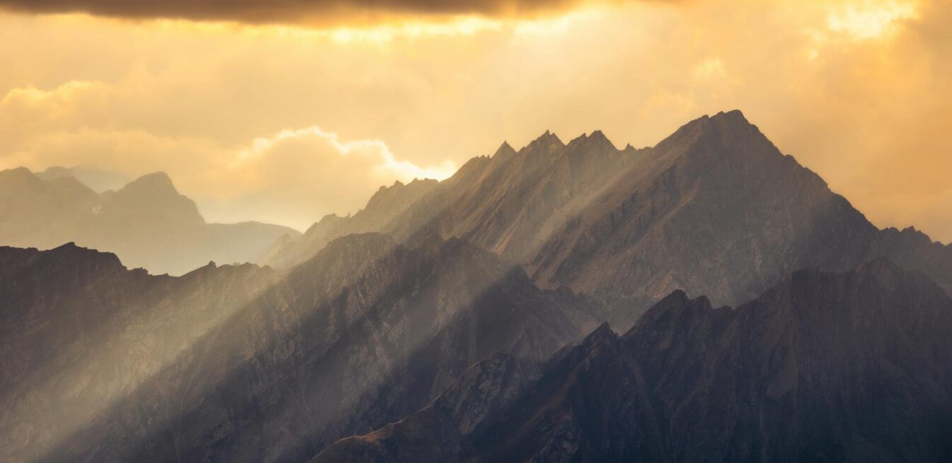 Ray of light through mountains