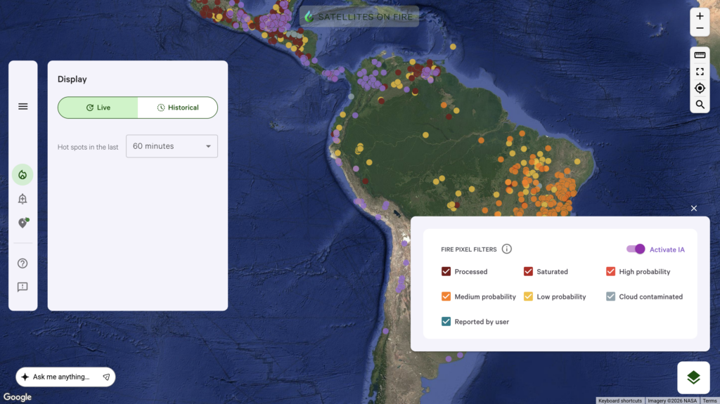 Screenshot of an app showing South America