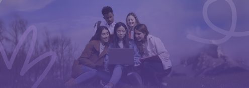 Visual of students with a laptop